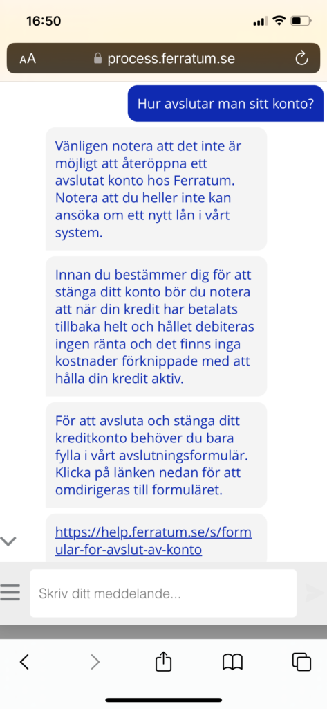 Hur man avslutar sitt konto hos Ferratum