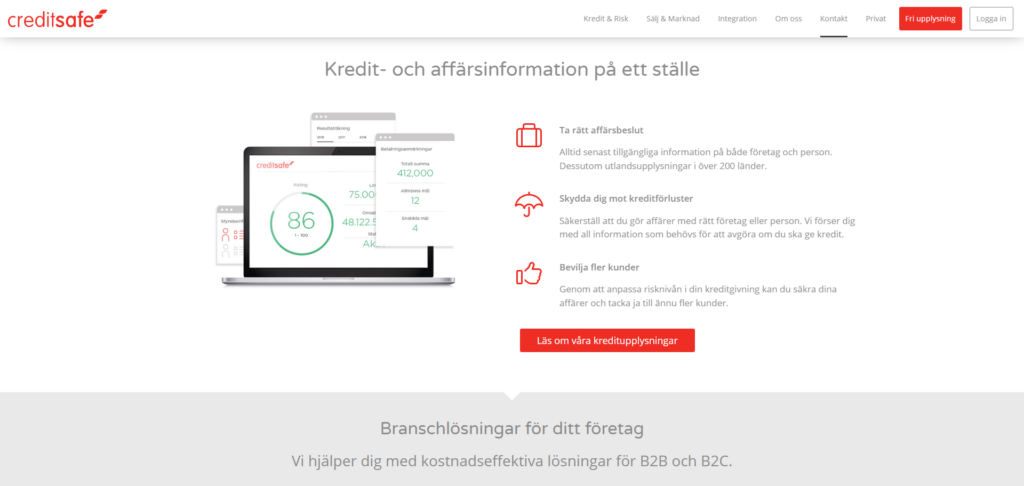 Creditsafe och deras hemsida